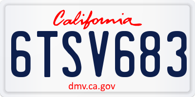 CA license plate 6TSV683