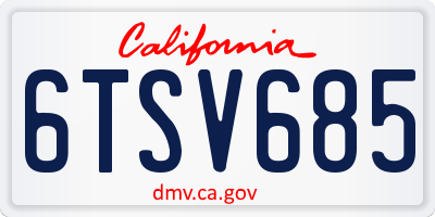 CA license plate 6TSV685