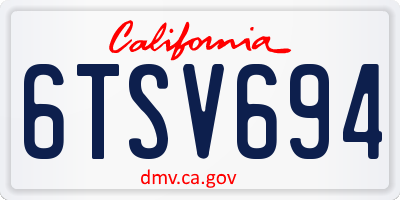 CA license plate 6TSV694