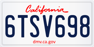 CA license plate 6TSV698