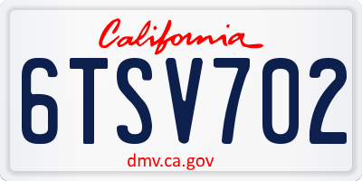 CA license plate 6TSV702