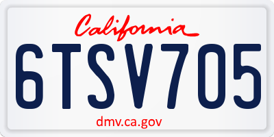 CA license plate 6TSV705