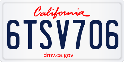 CA license plate 6TSV706