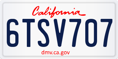 CA license plate 6TSV707