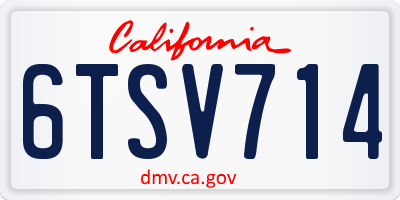 CA license plate 6TSV714
