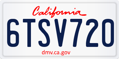 CA license plate 6TSV720