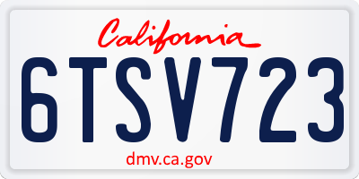 CA license plate 6TSV723