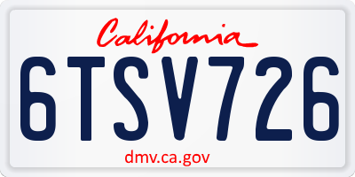 CA license plate 6TSV726