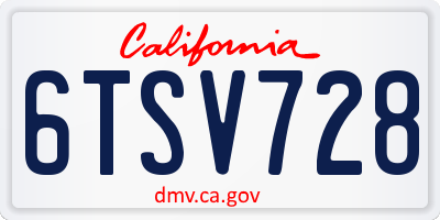 CA license plate 6TSV728