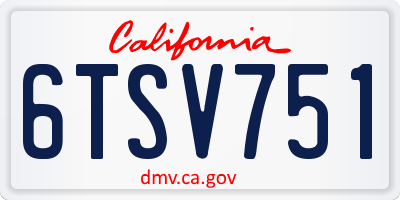 CA license plate 6TSV751