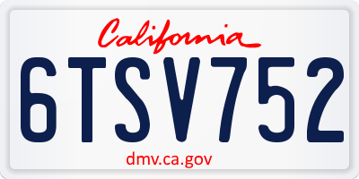 CA license plate 6TSV752
