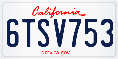 CA license plate 6TSV753