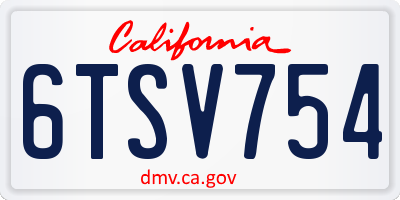 CA license plate 6TSV754