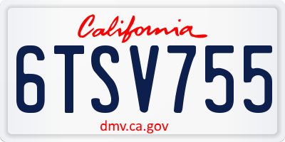 CA license plate 6TSV755