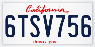 CA license plate 6TSV756