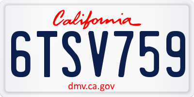 CA license plate 6TSV759