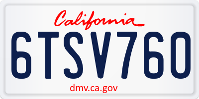 CA license plate 6TSV760