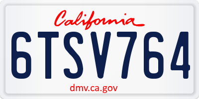 CA license plate 6TSV764