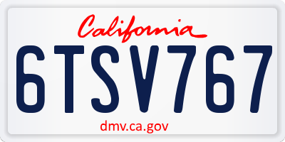 CA license plate 6TSV767