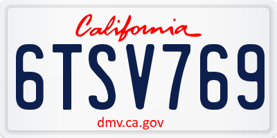 CA license plate 6TSV769