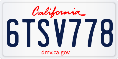 CA license plate 6TSV778