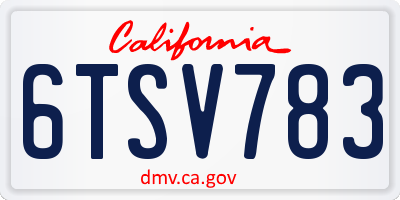 CA license plate 6TSV783