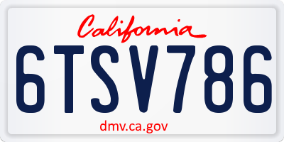 CA license plate 6TSV786
