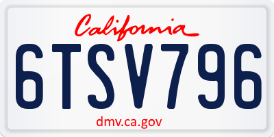 CA license plate 6TSV796