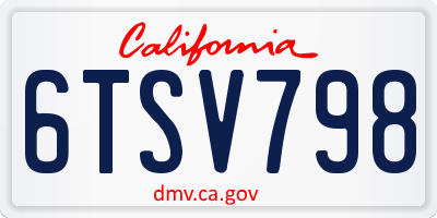 CA license plate 6TSV798
