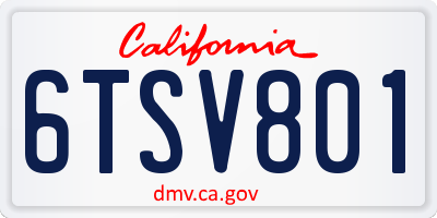 CA license plate 6TSV801