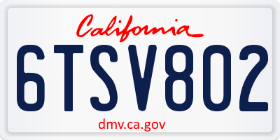 CA license plate 6TSV802