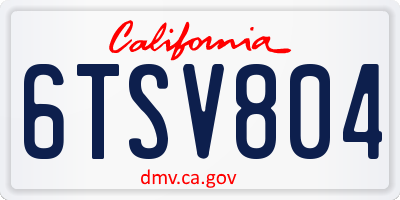 CA license plate 6TSV804