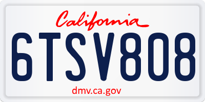 CA license plate 6TSV808