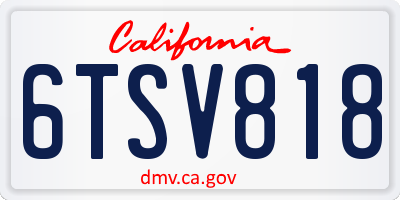 CA license plate 6TSV818