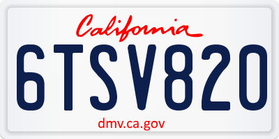 CA license plate 6TSV820