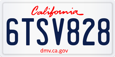 CA license plate 6TSV828