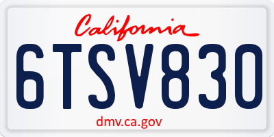 CA license plate 6TSV830