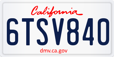 CA license plate 6TSV840