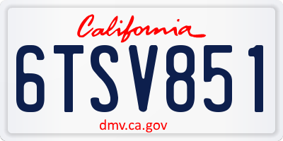 CA license plate 6TSV851