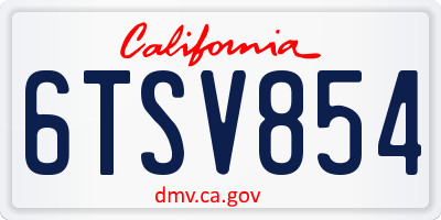 CA license plate 6TSV854