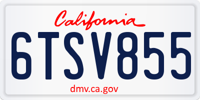 CA license plate 6TSV855