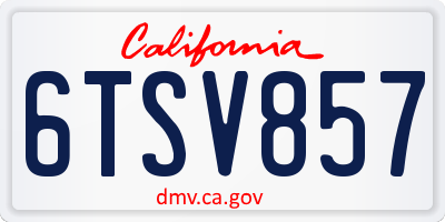 CA license plate 6TSV857