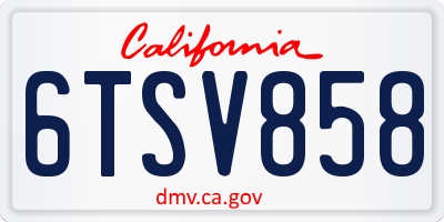 CA license plate 6TSV858