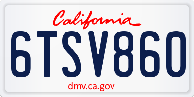 CA license plate 6TSV860