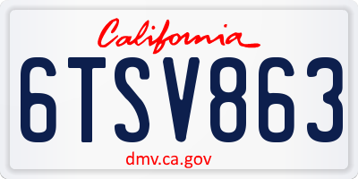 CA license plate 6TSV863