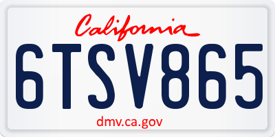 CA license plate 6TSV865