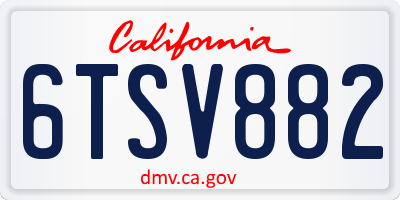 CA license plate 6TSV882