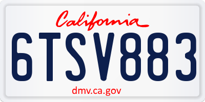 CA license plate 6TSV883