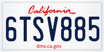 CA license plate 6TSV885