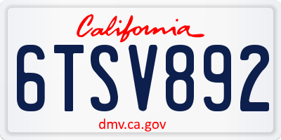 CA license plate 6TSV892